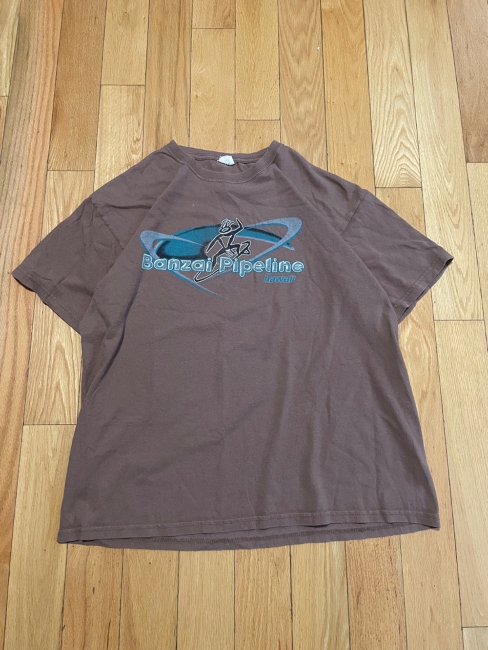 Anvil Brown Graphic Tee with Blue Logo
